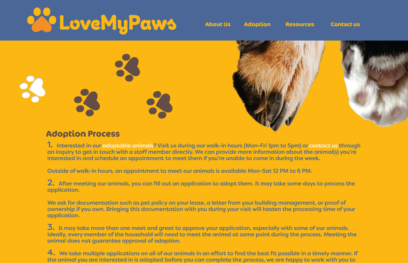 Adoption webpage