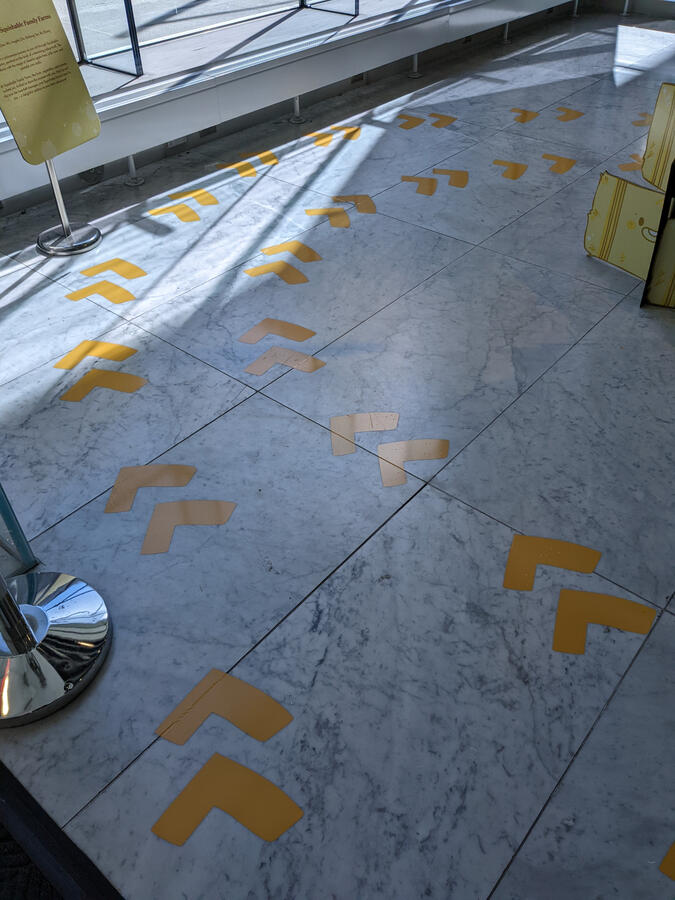 Floor vinyl leading to pop-up installation